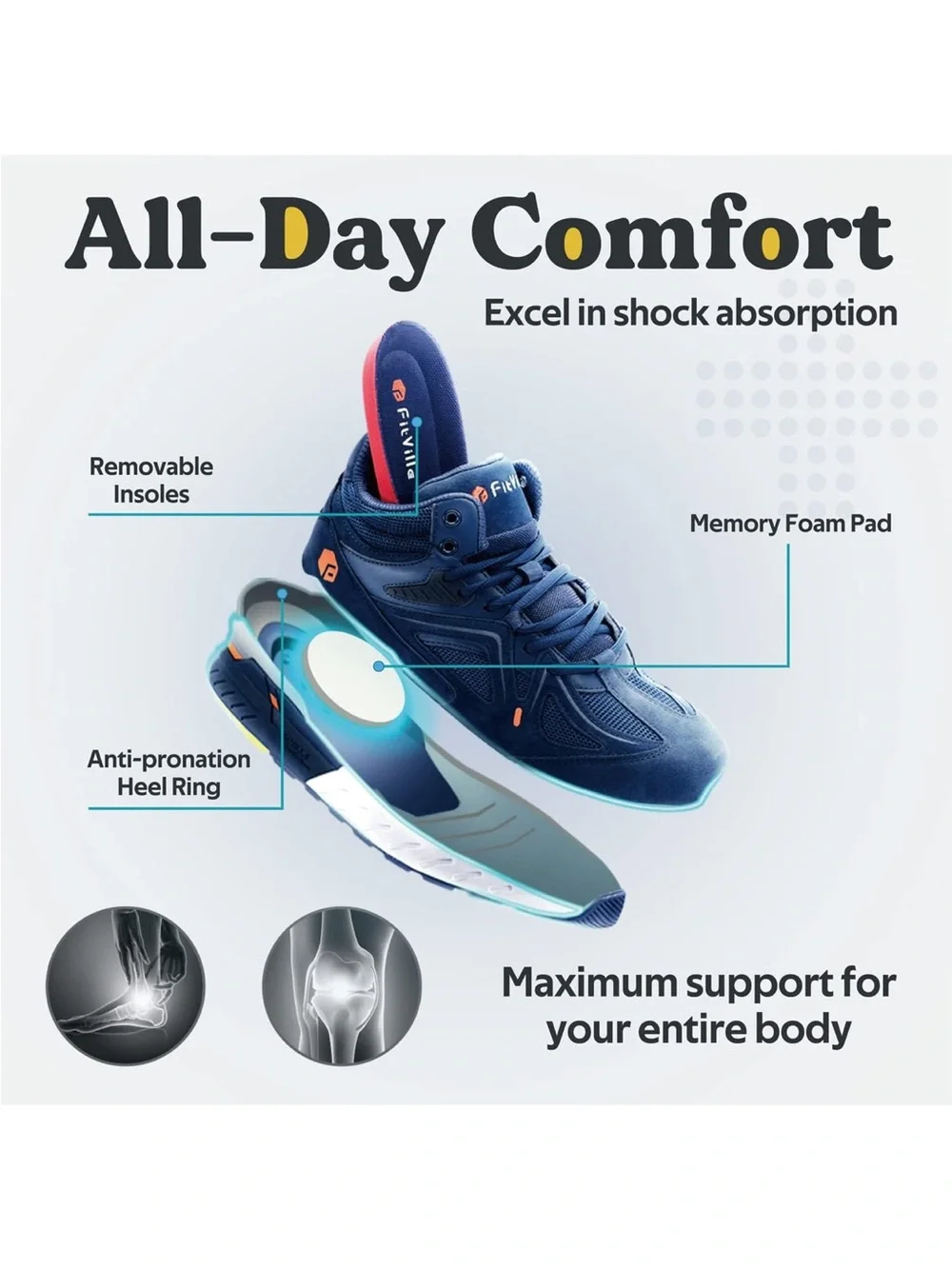 Fitville Men's Navy High-Top Athletic Sneakers - Casual Performance